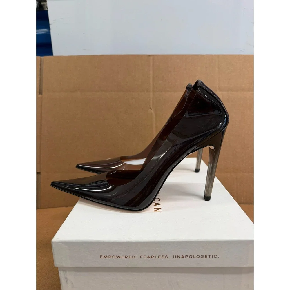 Good American Stiletto Heel Pointed Toe Cinderella Pumps Mocha Size 11 US
